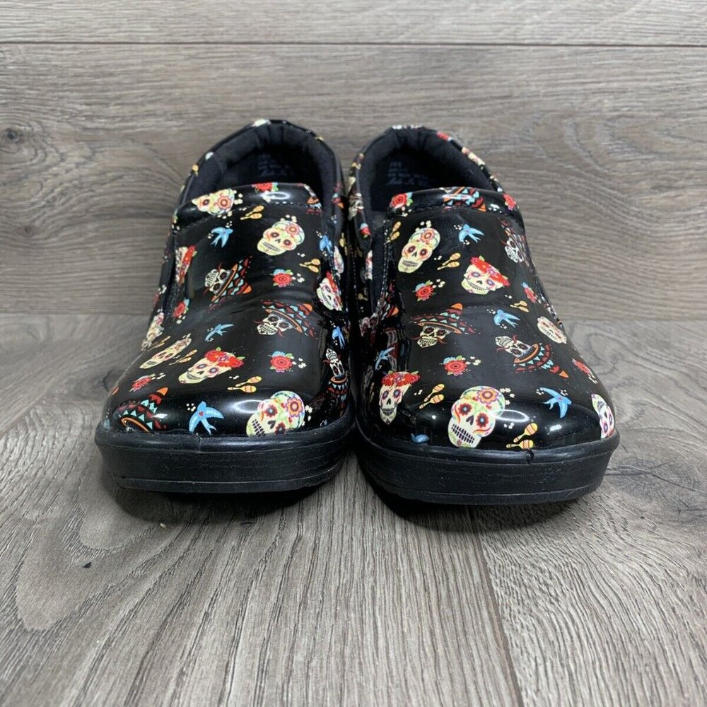 Easy Street Day Of The Dead Women Shoes Size 8W Laurie Clogs Nursing EUC - Picture 7 of 11